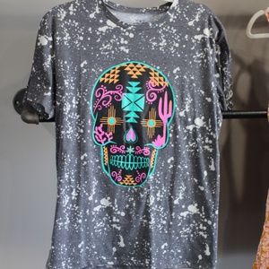 Crazy Train, grey tee with skull, size small